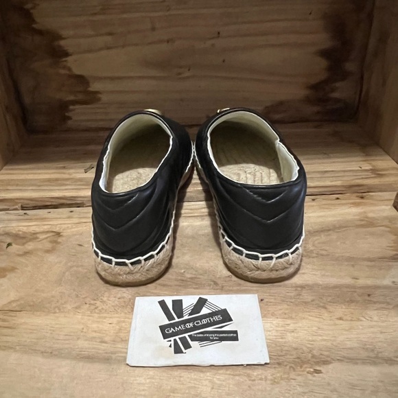 GUCCI Marmont Gold Logo Black Matelasse
Quilted Leather Mules Espadrillers shoes - Picture 3 of 5